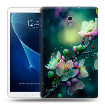 Силиконовый чехол на Samsung Galaxy Tab A 10.5 с принтом Цветы и мрамор