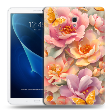 Силиконовый чехол на Samsung Galaxy Tab A 10.5 с принтом Цветы и бабочки
