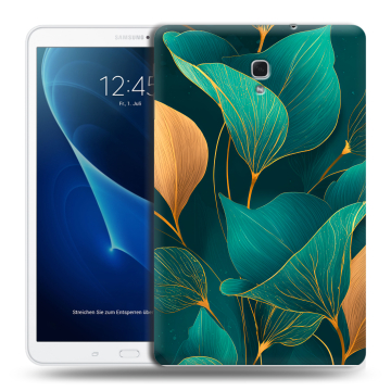 Силиконовый чехол на Samsung Galaxy Tab A 10.5 с принтом Листья и золото
