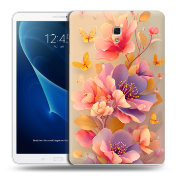 Силиконовый чехол на Samsung Galaxy Tab A 10.5 с принтом Цветы и бабочки