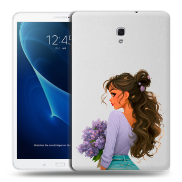Силиконовый чехол на Samsung Galaxy Tab A 10.5 с принтом девушка цветы