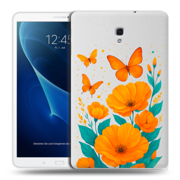 Силиконовый чехол на Samsung Galaxy Tab A 10.5 с принтом цветы бабочки
