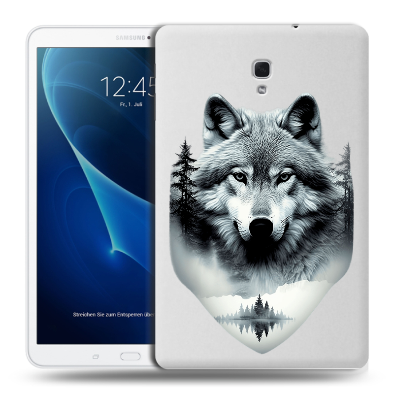 Силиконовый чехол на Samsung Galaxy Tab A 10.5 с принтом Волк в лесу Силиконовый чехол на Samsung Galaxy Tab A 10.5 с принтом Волк в лесу