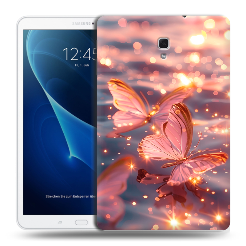 Силиконовый чехол на Samsung Galaxy Tab A 10.5 с принтом бабочки розовые Силиконовый чехол на Samsung Galaxy Tab A 10.5 с принтом бабочки розовые
