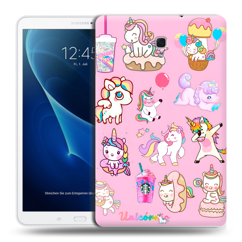 Силиконовый чехол на Samsung Galaxy Tab A 10.5 с принтом розовые единороги Силиконовый чехол на Samsung Galaxy Tab A 10.5 с принтом розовые единороги
