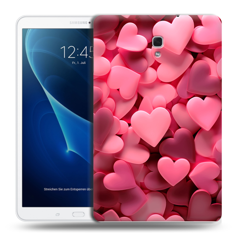 Силиконовый чехол на Samsung Galaxy Tab A 10.5 с принтом розовые сердечки Силиконовый чехол на Samsung Galaxy Tab A 10.5 с принтом розовые сердечки