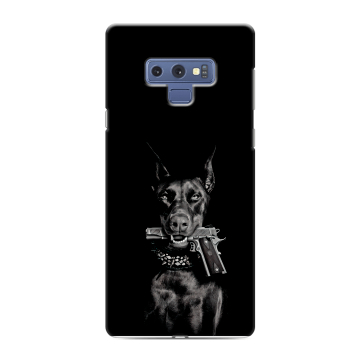 Силиконовый чехол на Samsung Galaxy Note 9 с принтом Доберман и пистолет Силиконовый чехол на Samsung Galaxy Note 9 с принтом Доберман и пистолет