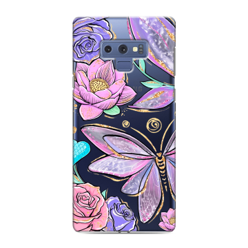 Силиконовый чехол на Samsung Galaxy Note 9 с принтом Бабочки и цветы Силиконовый чехол на Samsung Galaxy Note 9 с принтом Бабочки и цветы