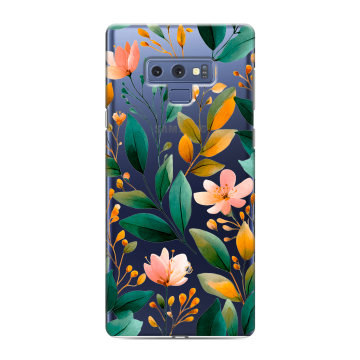 Силиконовый чехол на Samsung Galaxy Note 9 с принтом Цветы паттерн Силиконовый чехол на Samsung Galaxy Note 9 с принтом Цветы паттерн