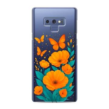 Силиконовый чехол на Samsung Galaxy Note 9 с принтом цветы бабочки Силиконовый чехол на Samsung Galaxy Note 9 с принтом цветы бабочки