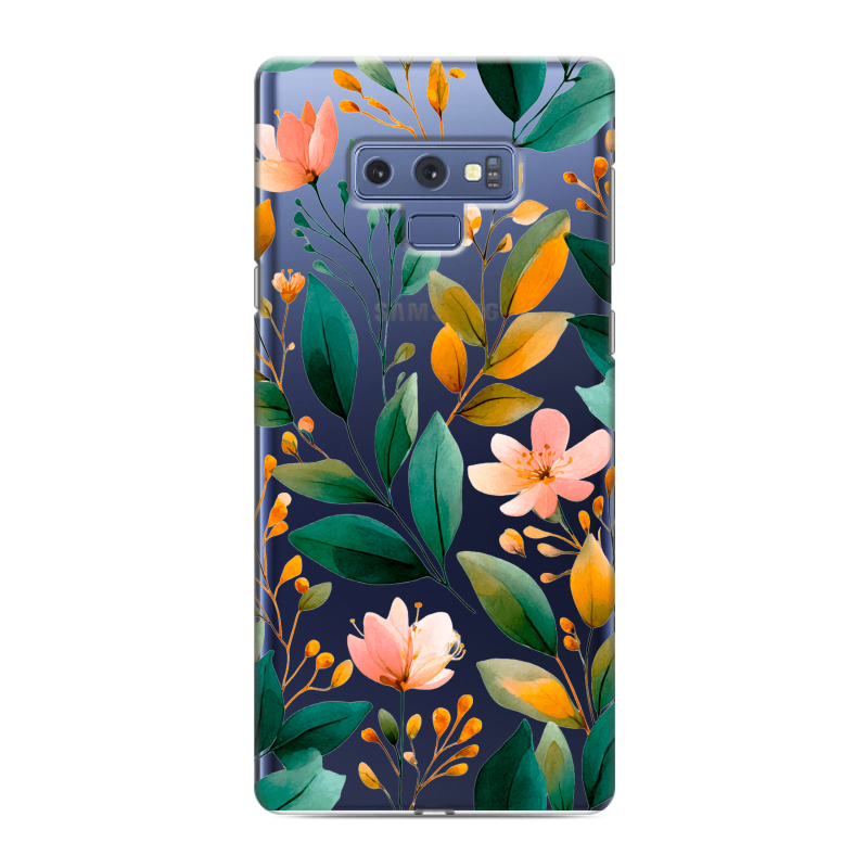 Силиконовый чехол на Samsung Galaxy Note 9 с принтом Цветы паттерн Силиконовый чехол на Samsung Galaxy Note 9 с принтом Цветы паттерн