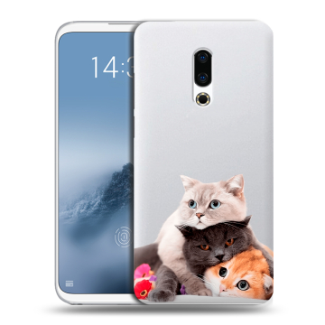 Силиконовый чехол на Meizu 16th Plus с принтом Кошки Силиконовый чехол на Meizu 16th Plus с принтом Кошки