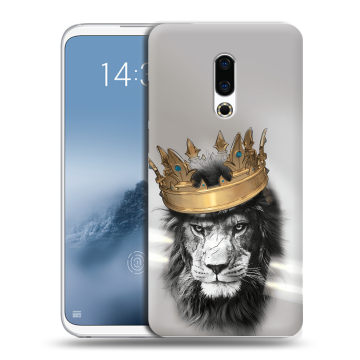 Силиконовый чехол на Meizu 16th Plus с принтом Лев с короной Силиконовый чехол на Meizu 16th Plus с принтом Лев с короной