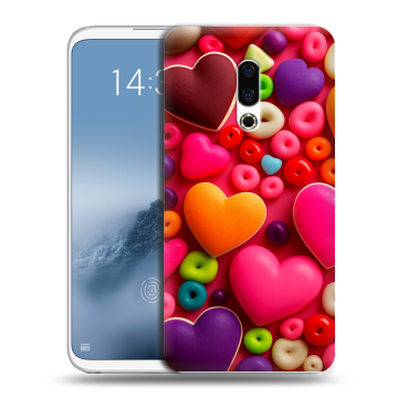 Силиконовый чехол на Meizu 16th Plus с принтом Сердечки Силиконовый чехол на Meizu 16th Plus с принтом Сердечки