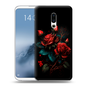 Силиконовый чехол на Meizu 16th Plus с принтом Розы красные