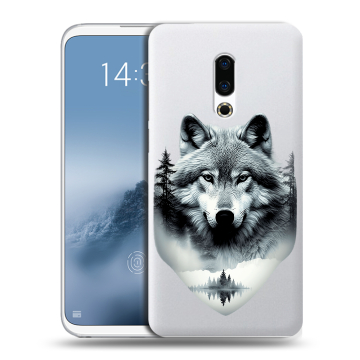 Силиконовый чехол на Meizu 16th Plus с принтом Волк в лесу