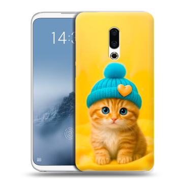 Силиконовый чехол на Meizu 16th Plus с принтом Котенок в шапке