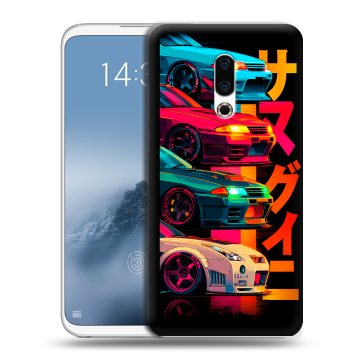 Силиконовый чехол на Meizu 16th Plus с принтом Гоночные машины