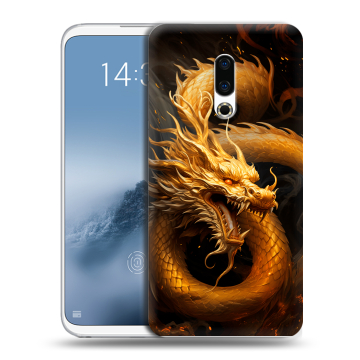 Силиконовый чехол на Meizu 16th Plus с принтом Золотой дракон