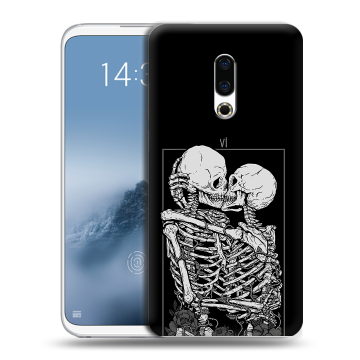 Силиконовый чехол на Meizu 16th Plus с принтом Поцелуй скелетов