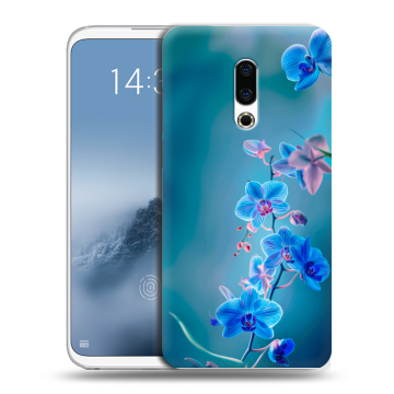 Силиконовый чехол на Meizu 16th Plus с принтом Голубые цветы Силиконовый чехол на Meizu 16th Plus с принтом Голубые цветы