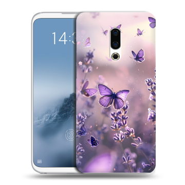 Силиконовый чехол на Meizu 16th Plus с принтом бабочки и лаванда