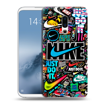 Силиконовый чехол на Meizu 16th Plus с принтом найк nike черный