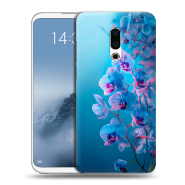 Силиконовый чехол на Meizu 16th Plus с принтом голубые орхидеи