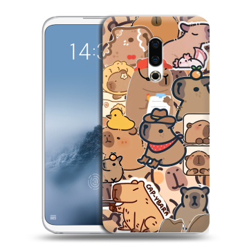 Силиконовый чехол на Meizu 16th Plus с принтом капибара
