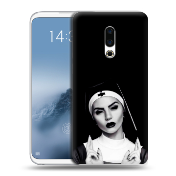 Силиконовый чехол на Meizu 16th Plus с принтом монашка