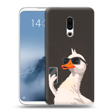 Силиконовый чехол на Meizu 16th Plus с принтом утка в очках