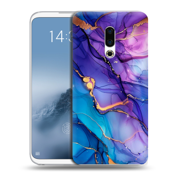 Силиконовый чехол на Meizu 16th Plus с принтом синий мрамор