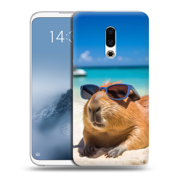 Силиконовый чехол на Meizu 16th Plus с принтом Капибара