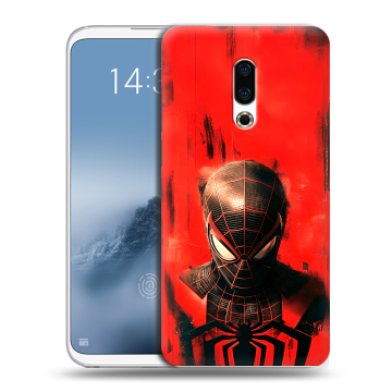 Силиконовый чехол на Meizu 16th Plus с принтом человек паук spiderman Силиконовый чехол на Meizu 16th Plus с принтом человек паук spiderman