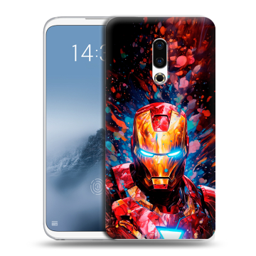 Силиконовый чехол на Meizu 16th Plus с принтом Железный человек Ironman
