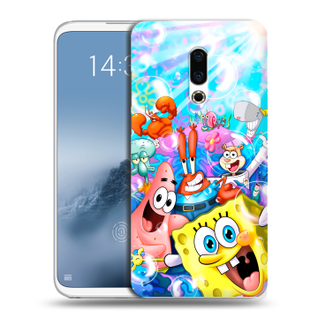 Силиконовый чехол на Meizu 16th Plus с принтом спанчбоб спанч боб