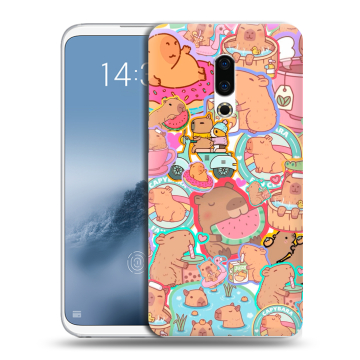 Силиконовый чехол на Meizu 16th Plus с принтом капибары