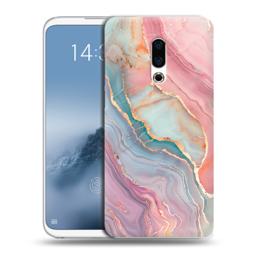 Силиконовый чехол на Meizu 16th Plus с принтом розовый мрамор Силиконовый чехол на Meizu 16th Plus с принтом розовый мрамор