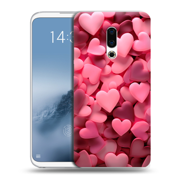 Силиконовый чехол на Meizu 16th Plus с принтом розовые сердечки