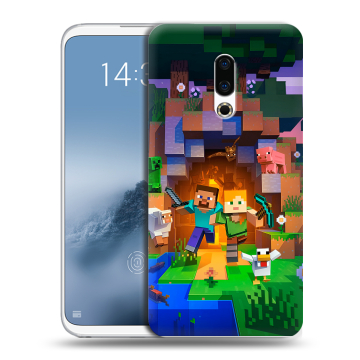 Силиконовый чехол на Meizu 16th Plus с принтом Майнкрафт Minecraft