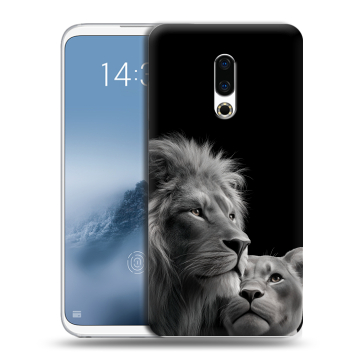 Силиконовый чехол на Meizu 16th Plus с принтом Лев кошки Силиконовый чехол на Meizu 16th Plus с принтом Лев кошки