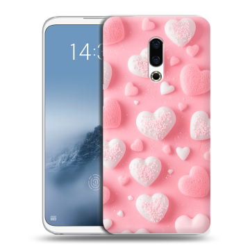 Силиконовый чехол на Meizu 16th Plus с принтом Сердечки