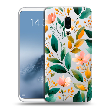 Силиконовый чехол на Meizu 16th Plus с принтом Цветы паттерн Силиконовый чехол на Meizu 16th Plus с принтом Цветы паттерн