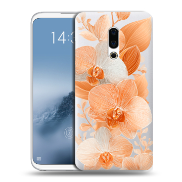 Силиконовый чехол на Meizu 16th Plus с принтом Бежевые цветы Силиконовый чехол на Meizu 16th Plus с принтом Бежевые цветы