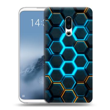 Силиконовый чехол на Meizu 16th Plus с принтом Неоновые соты Силиконовый чехол на Meizu 16th Plus с принтом Неоновые соты