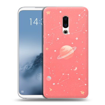 Силиконовый чехол на Meizu 16th Plus с принтом Розовый космос Силиконовый чехол на Meizu 16th Plus с принтом Розовый космос