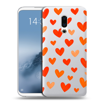 Силиконовый чехол на Meizu 16th Plus с принтом Сердечки Силиконовый чехол на Meizu 16th Plus с принтом Сердечки