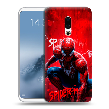 Силиконовый чехол на Meizu 16th Plus с принтом Spiderman Человек паук