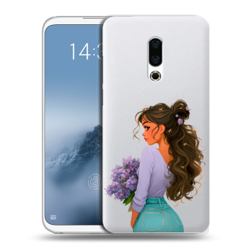 Силиконовый чехол на Meizu 16th Plus с принтом девушка цветы Силиконовый чехол на Meizu 16th Plus с принтом девушка цветы