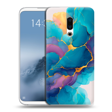 Силиконовый чехол на Meizu 16th Plus с принтом Мрамор блестки Силиконовый чехол на Meizu 16th Plus с принтом Мрамор блестки